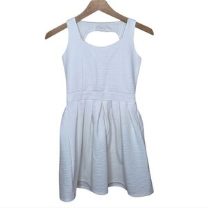 Poof Girl Ivory Textured Stripe Pleated A-line Dress Cutout Back Girls Size 14